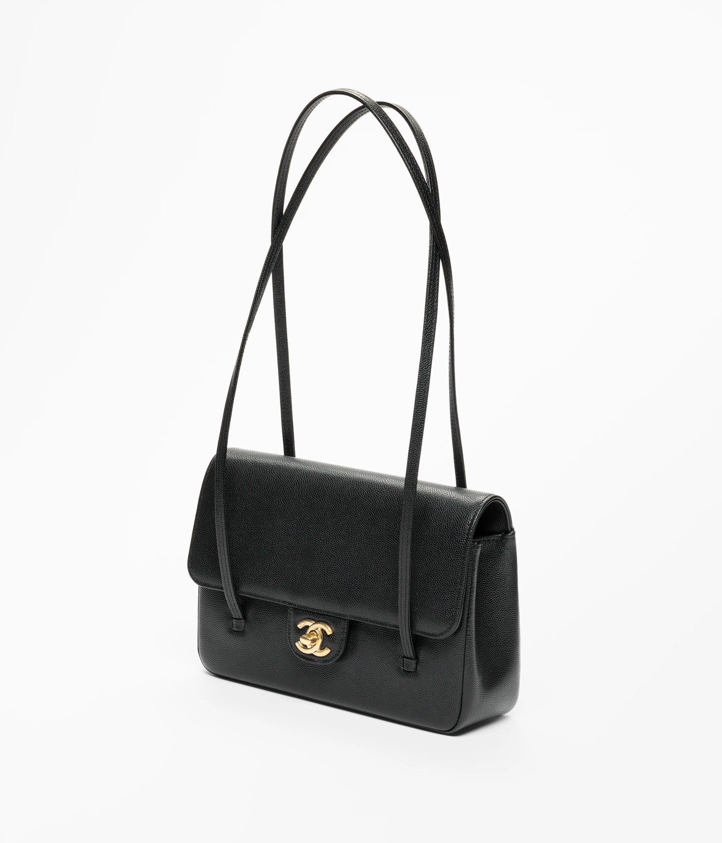 Chanel Small Flap Bag Shiny Grained Calfskin & Gold-Tone Metal Black