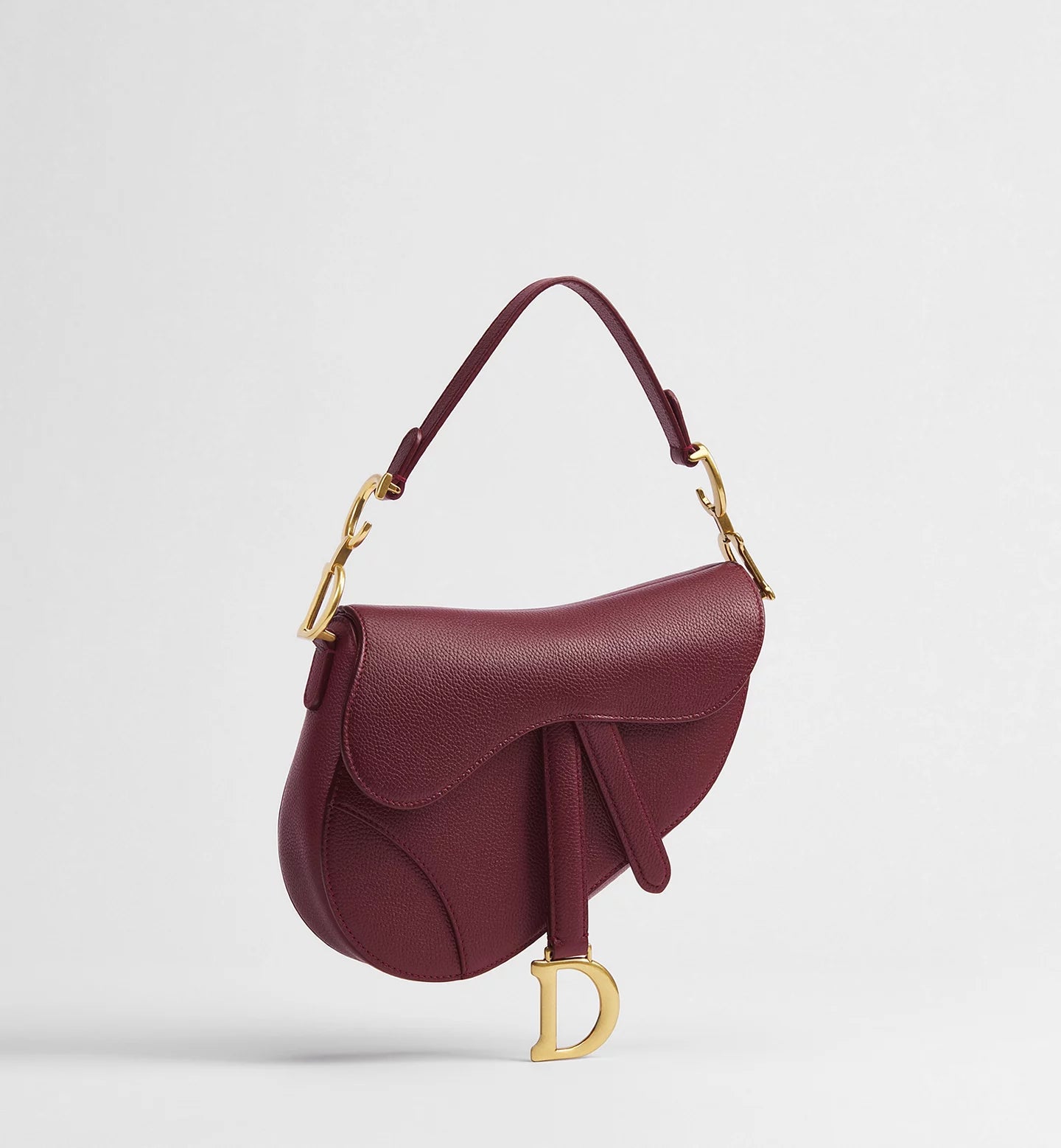 Dior Small Saddle Bag with Strap Rouge Hermitage Grained Calfskin
