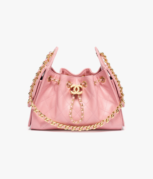Chanel 25 Mini Handbag Grained Calfskin & Gold-Tone Metal  Light Pink