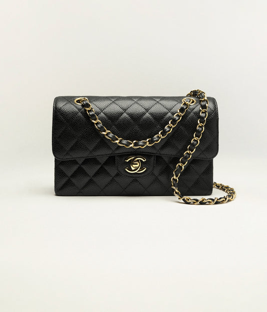 Chanel Small Classic Handbag Grained Calfskin & Gold-Tone Metal Black