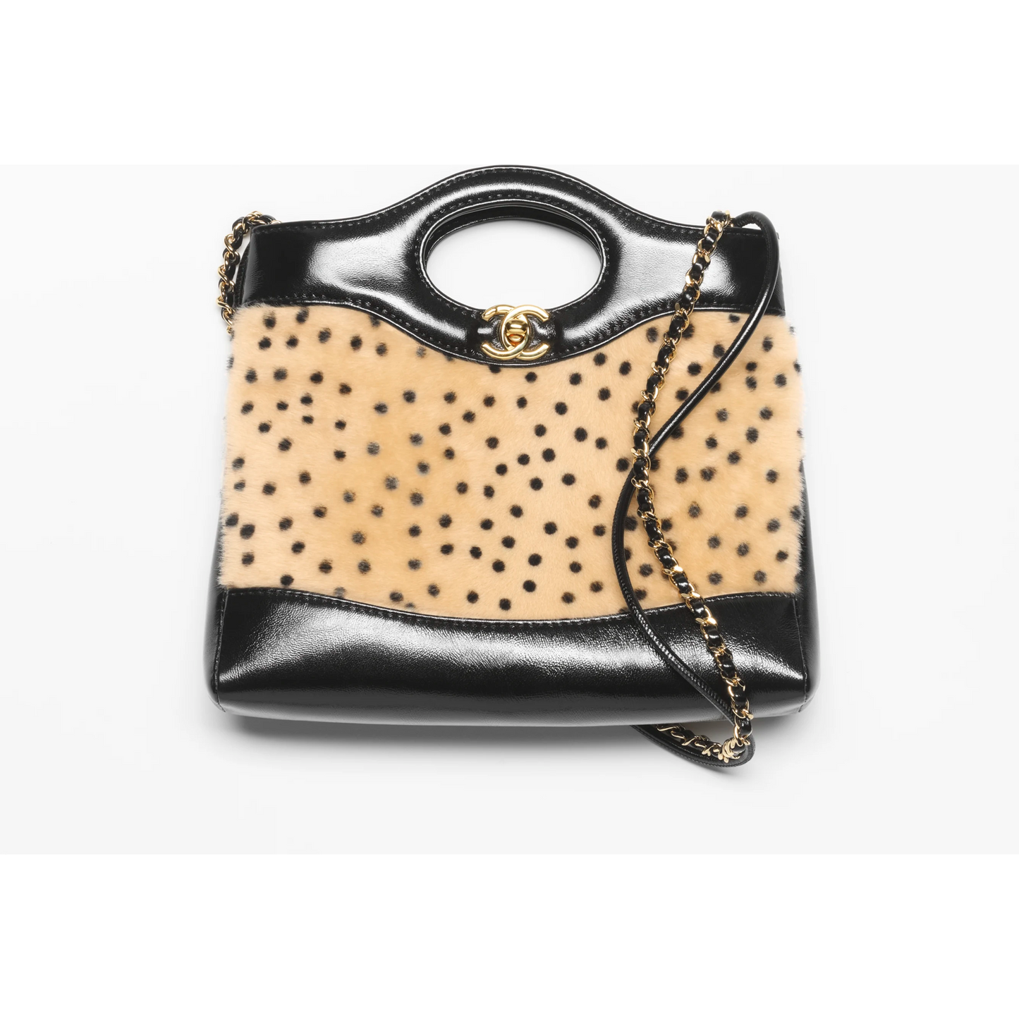 CHANEL 31 Mini Shopping Bag Lambskin & Gold-Tone Metal  Light Beige & Black