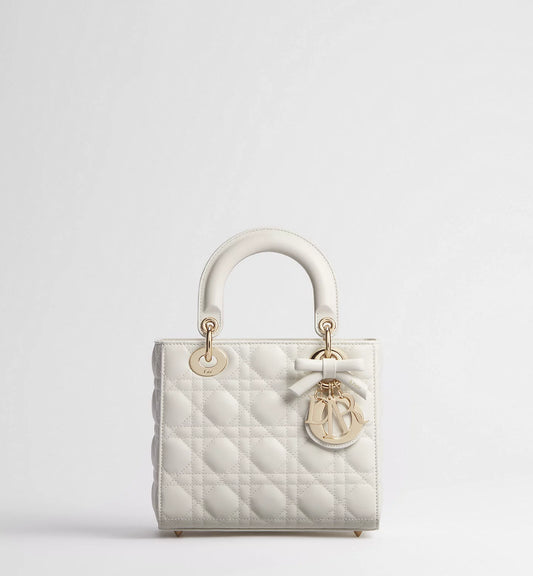 Small Lady Dior Bag with Strap Latte Cannage Lambskin