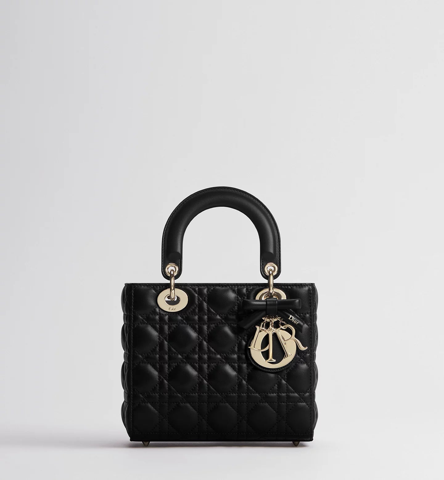 Small Lady Dior Bag with Strap Black Cannage Lambskin