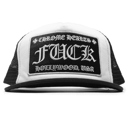 Chrome Hearts CH Fuck Hollywood White Black Trucker Cap